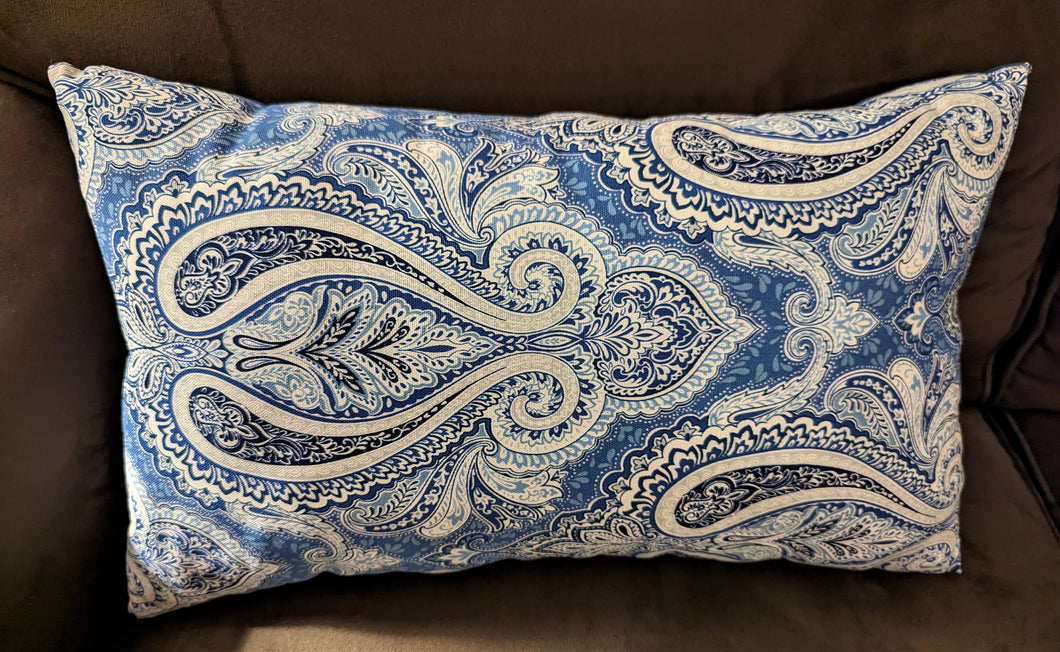 Handmade Blue Paisley Accent Pillow