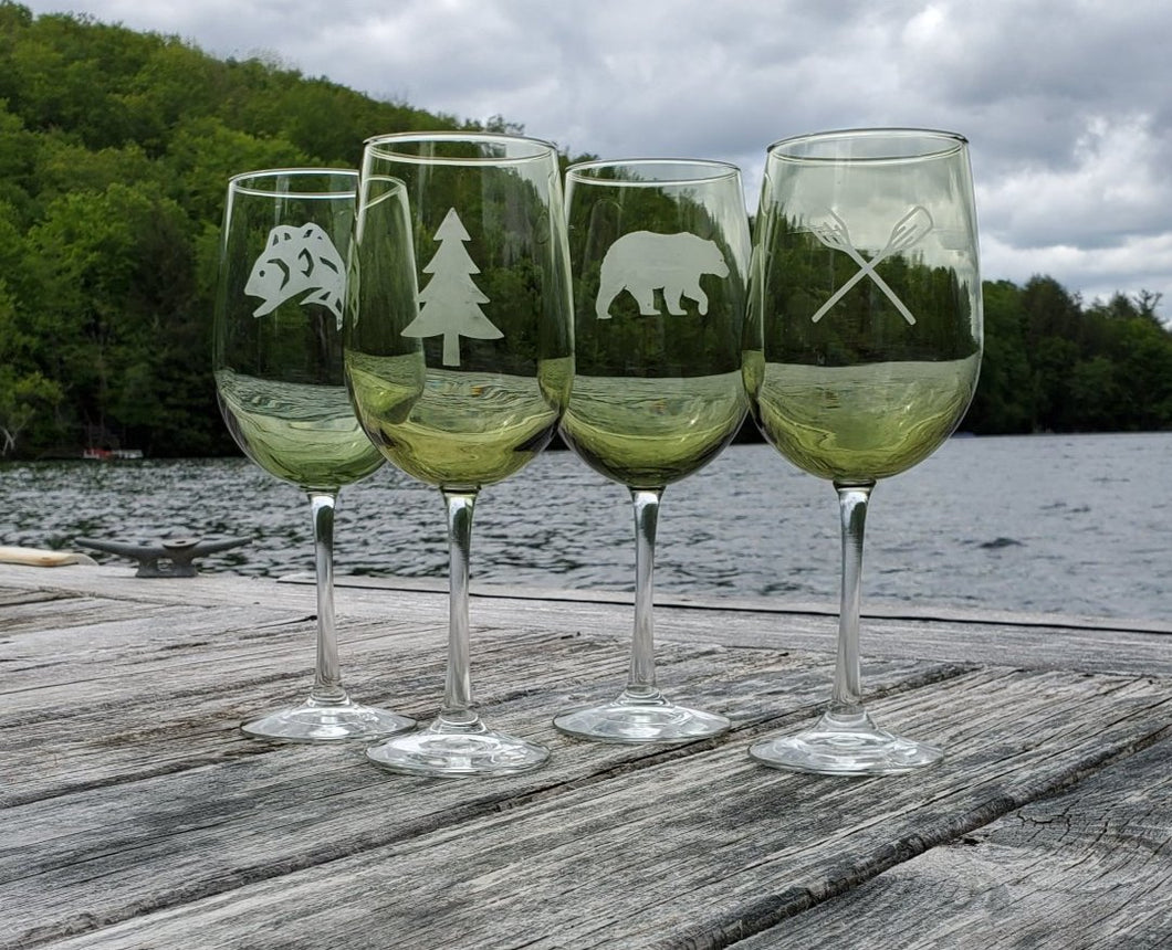 Life is Better by the Lake Wine Glass Set of Four