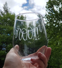 Load image into Gallery viewer, Groom Stemless Wine Glass
