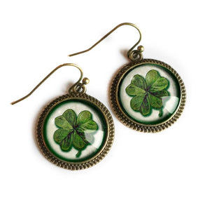 Four Leaf Clover Dangle Earrings