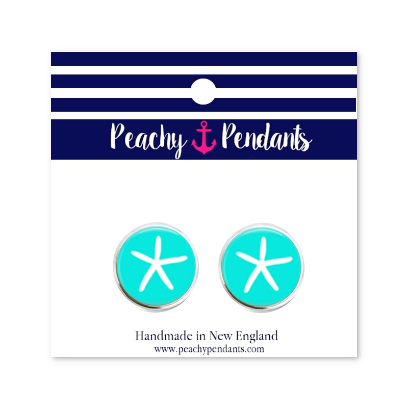 Aqua Starfish Earring Studs