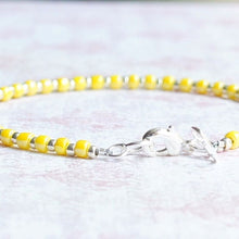 Load image into Gallery viewer, Yellow and Silver Seed Bead Bracelet
