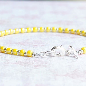 Yellow and Silver Seed Bead Bracelet