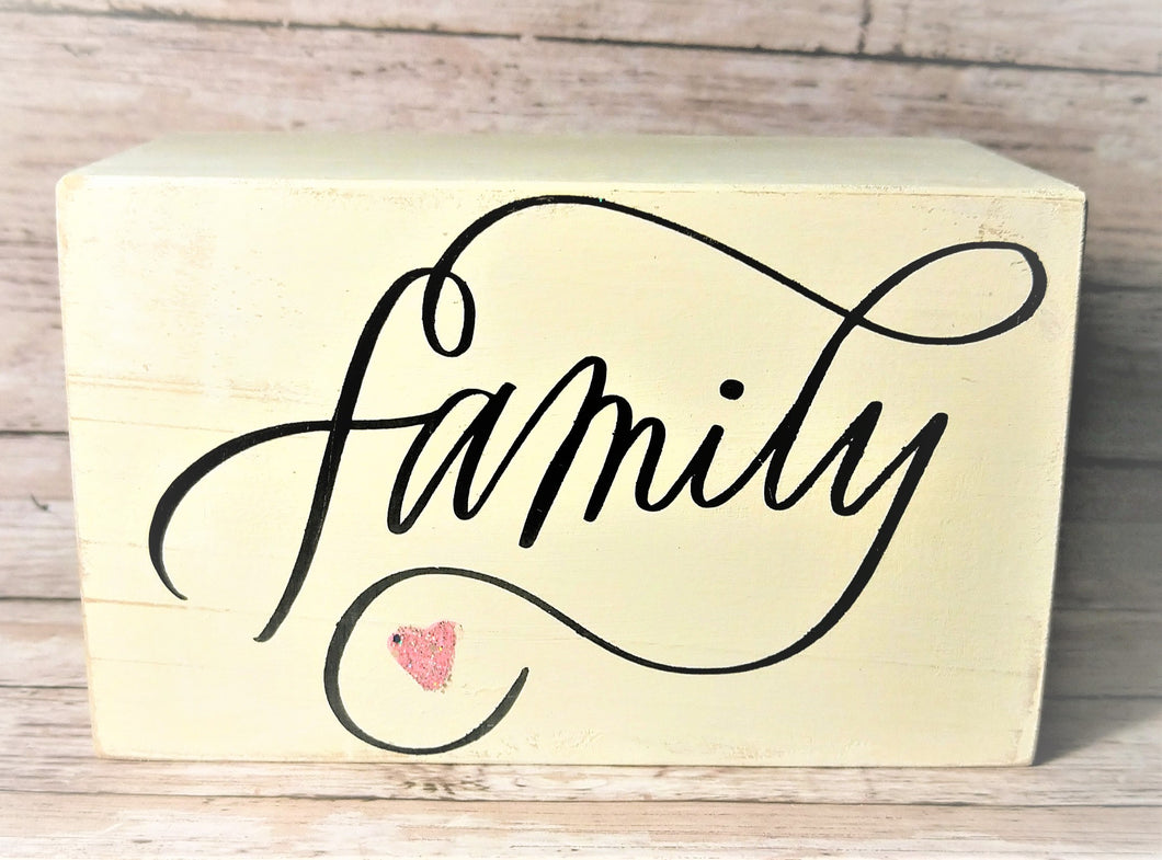 Wooden Distressed Family Block