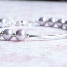 Load image into Gallery viewer, Lavender Swarovski Pearls with Sterling Silver Bar
