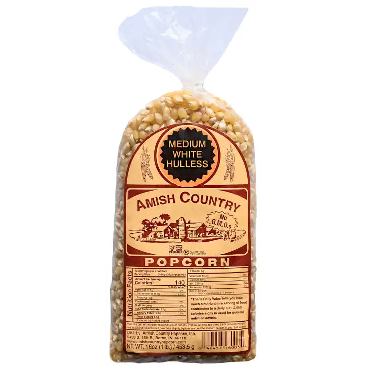 Amish Country Medium White Hulless Popcorn