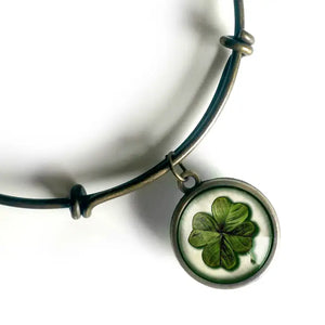 Shamrock or Four Leafed Clover Irish Bangle Bracelet